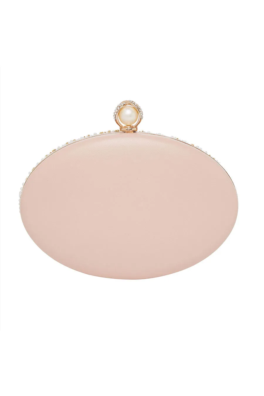 Pink Beadwork Leather Clutch