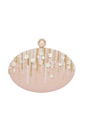 Pink Beadwork Leather Clutch